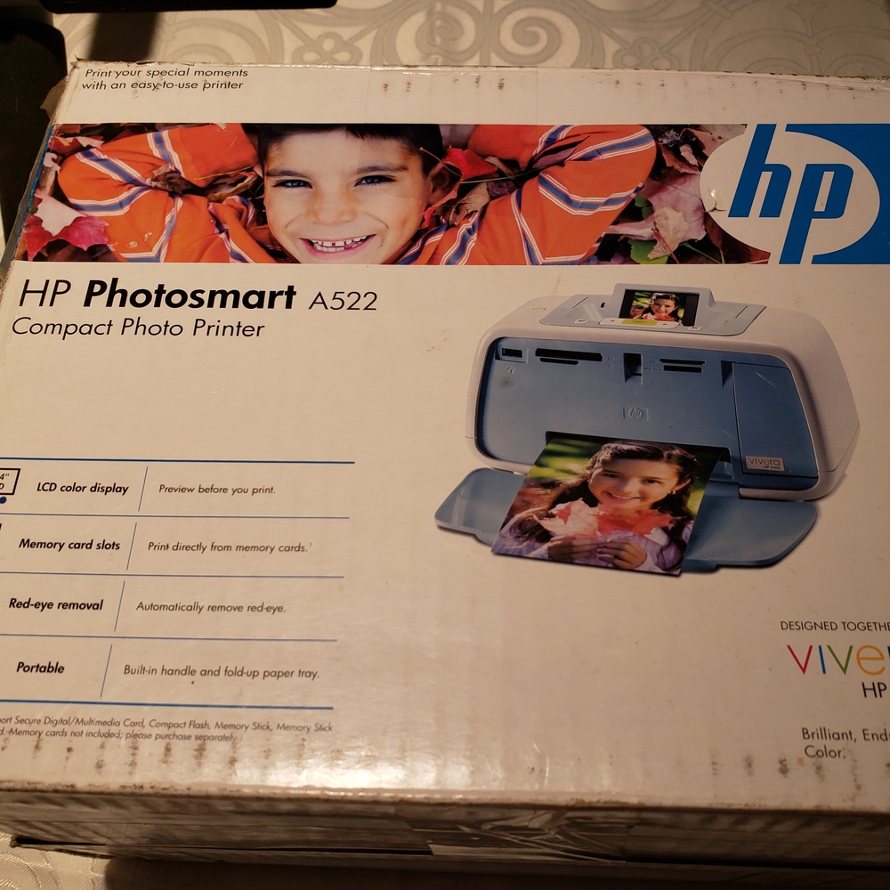 HP Photosmart A522 Compact Photo Printer - Blue